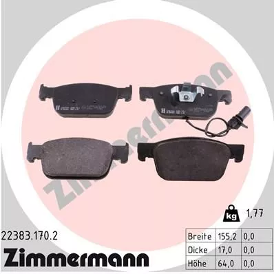 ZIMMERMANN 223831702 Гальмівні колодки