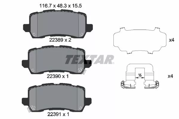 TEXTAR 2238901 Тормозные колодки