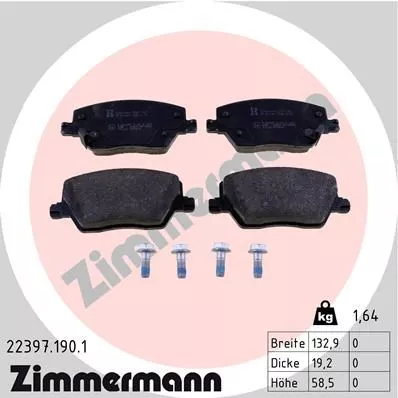 ZIMMERMANN 22397.190.1 Тормозные колодки