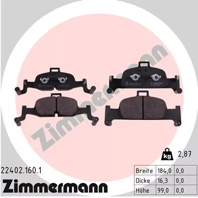 ZIMMERMANN 22402.160.1 Гальмівні колодки