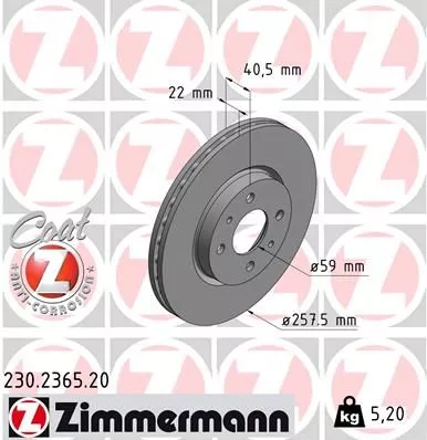 ZIMMERMANN 230.2365.20 Тормозные диски