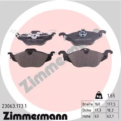 ZIMMERMANN 230631731 Тормозные колодки