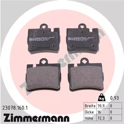 ZIMMERMANN 23078.160.1 Тормозные колодки