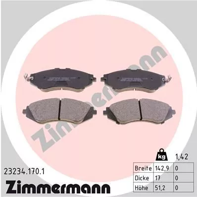 ZIMMERMANN 23234.170.1 Тормозные колодки