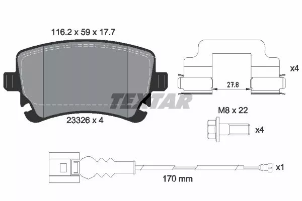 TEXTAR 2332602 Гальмівні колодки