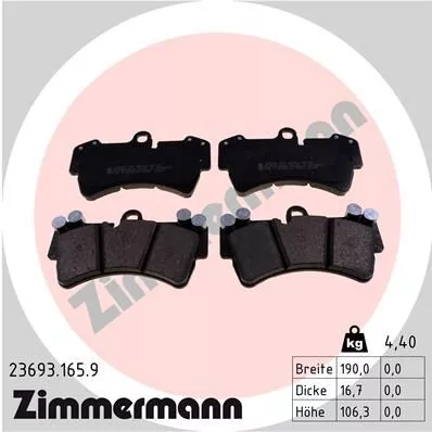 ZIMMERMANN 23693.165.9 Гальмівні колодки