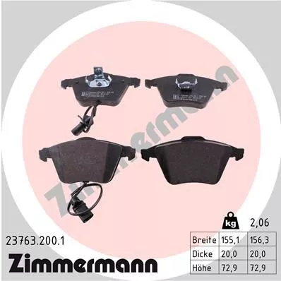 ZIMMERMANN 237632001 Гальмівні колодки