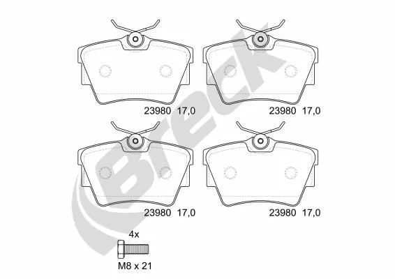 BRECK 23980 00 703 00 Гальмівні колодки