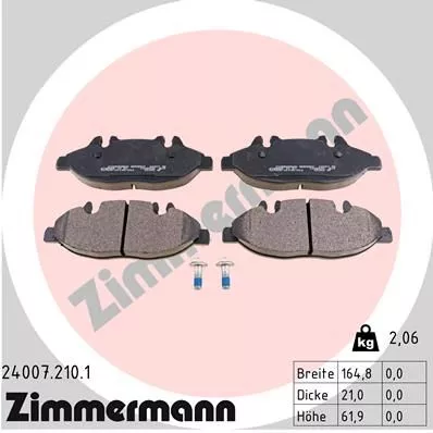 ZIMMERMANN 240072101 Гальмівні колодки