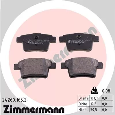 ZIMMERMANN 24260.165.2 Тормозные колодки