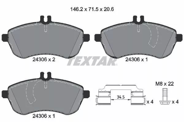 TEXTAR 2430601 Гальмівні колодки