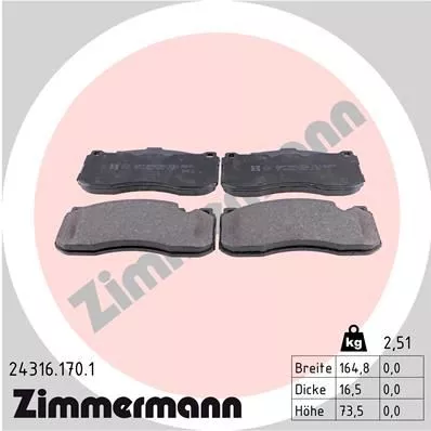 ZIMMERMANN 243161701 Тормозные колодки