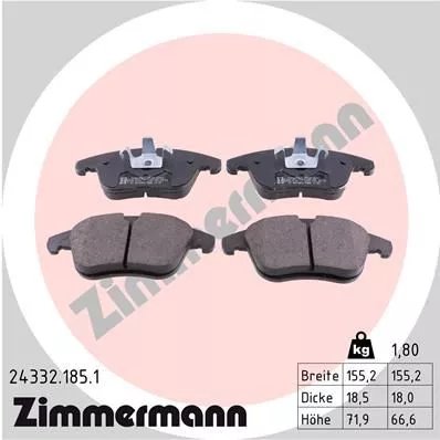 ZIMMERMANN 24332.185.1 Тормозные колодки