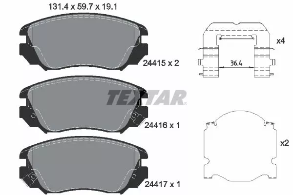 TEXTAR 2441501 Гальмівні колодки