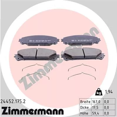 ZIMMERMANN 24452.175.2 Тормозные колодки