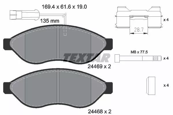 TEXTAR 2446901 Гальмівні колодки