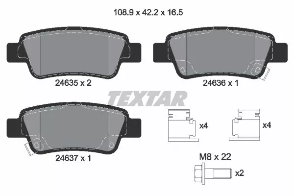 TEXTAR 2463501 Гальмівні колодки