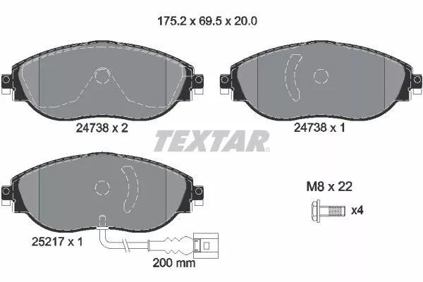 TEXTAR 2473801 Гальмівні колодки