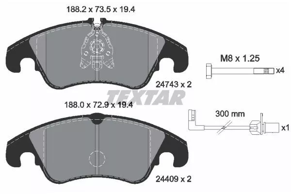 TEXTAR 2474301 Гальмівні колодки