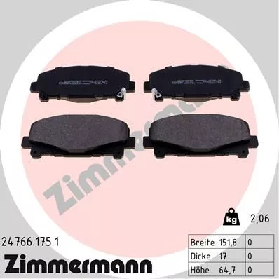 ZIMMERMANN 24766.175.1 Тормозные колодки