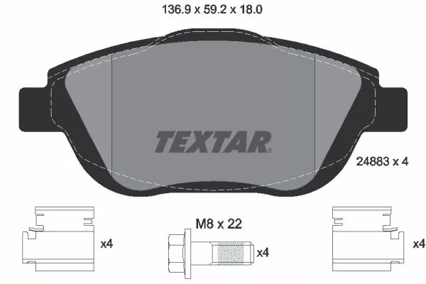 TEXTAR 2488301 Гальмівні колодки