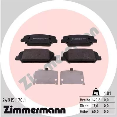 ZIMMERMANN 24915.170.1 Гальмівні колодки