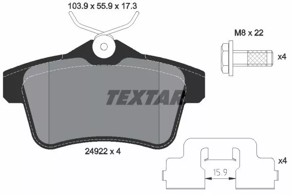 TEXTAR 2492201 Гальмівні колодки