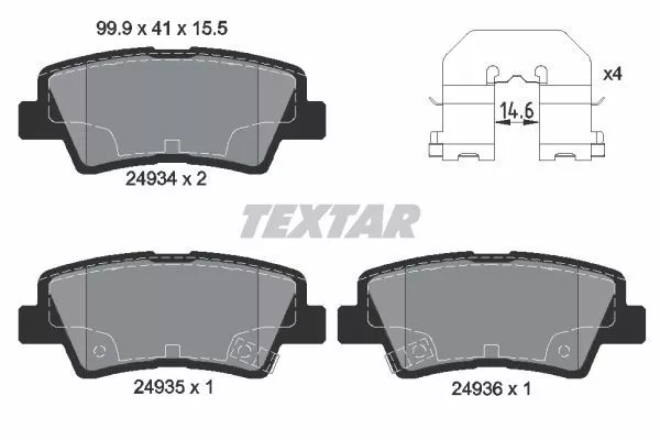 TEXTAR 2493401 Гальмівні колодки