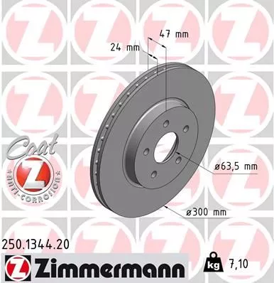 ZIMMERMANN 250.1344.20 Гальмівні диски