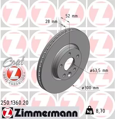ZIMMERMANN 250136020 Тормозные диски