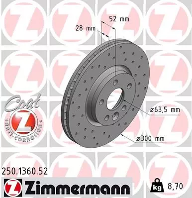 ZIMMERMANN 250.1360.52 Гальмівні диски