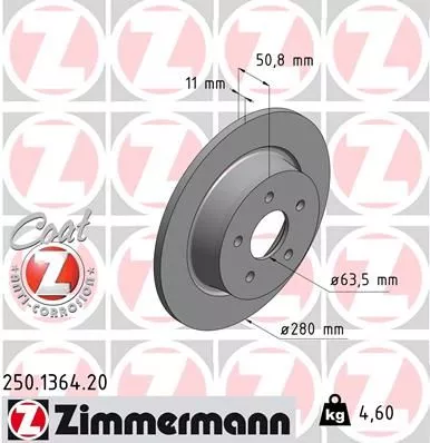 ZIMMERMANN 250.1364.20 Гальмівні диски