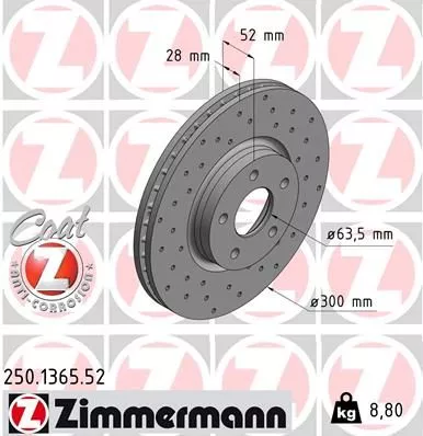 ZIMMERMANN 250.1365.52 Тормозные диски