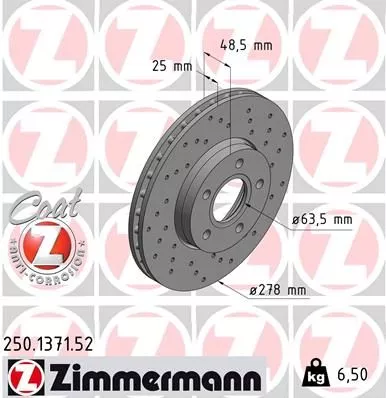 ZIMMERMANN 250.1371.52 Тормозные диски