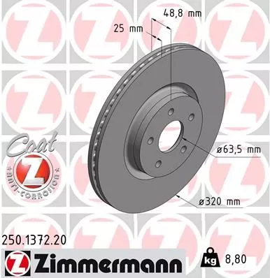ZIMMERMANN 250137220 Тормозные диски