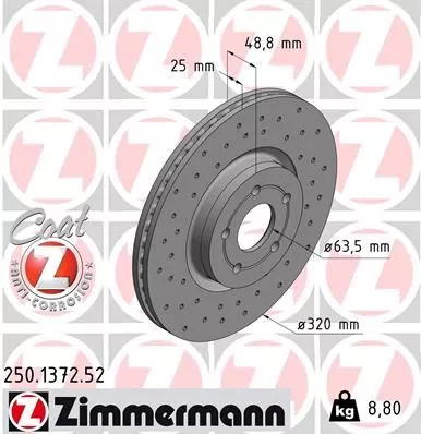 ZIMMERMANN 250.1372.52 Тормозные диски