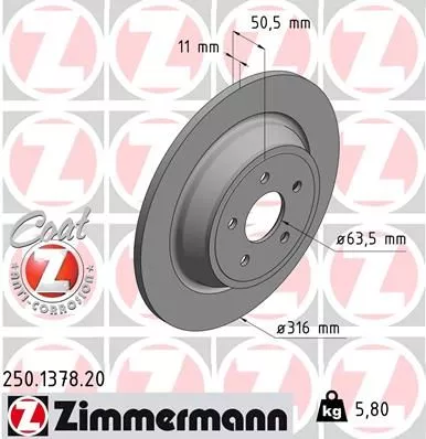 ZIMMERMANN 250.1378.20 Гальмівні диски