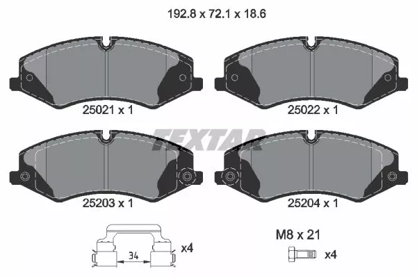 TEXTAR 2502201 Гальмівні колодки