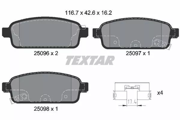 TEXTAR 2509602 Тормозные колодки