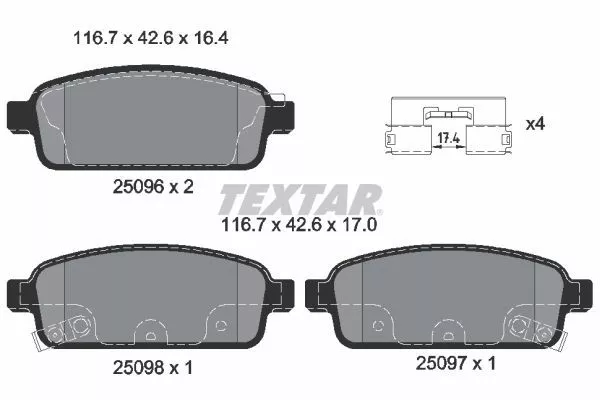 TEXTAR 2509602 Тормозные колодки