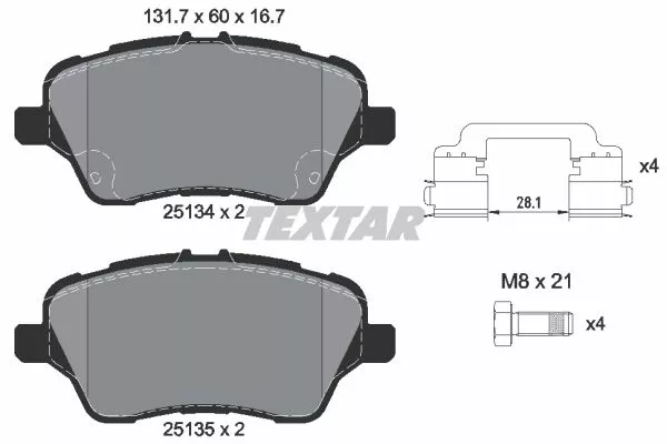 TEXTAR 2513402 Гальмівні колодки