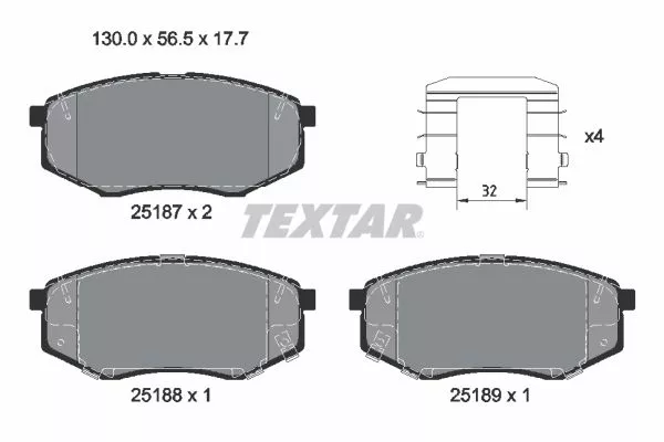 TEXTAR 2518701 Тормозные колодки