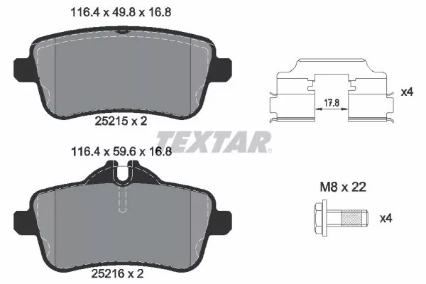 TEXTAR 2521505 Тормозные колодки