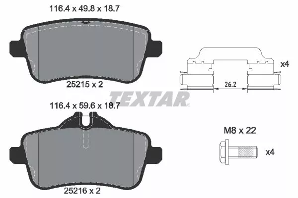 TEXTAR 2521501 Гальмівні колодки