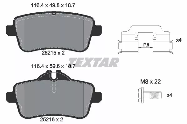 TEXTAR 2521502 Гальмівні колодки