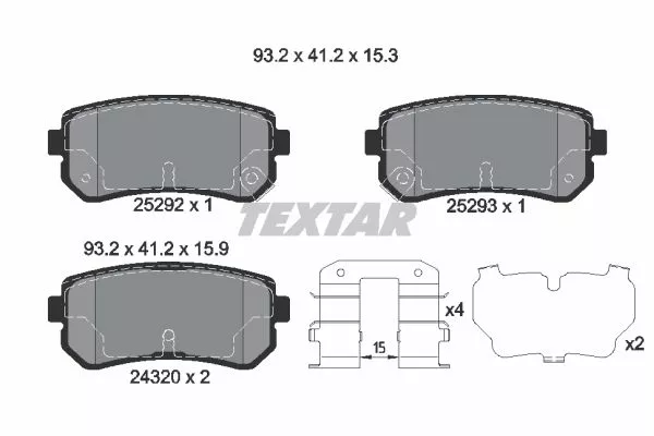 TEXTAR 2529201 Гальмівні колодки