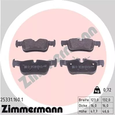 ZIMMERMANN 25331.160.1 Гальмівні колодки