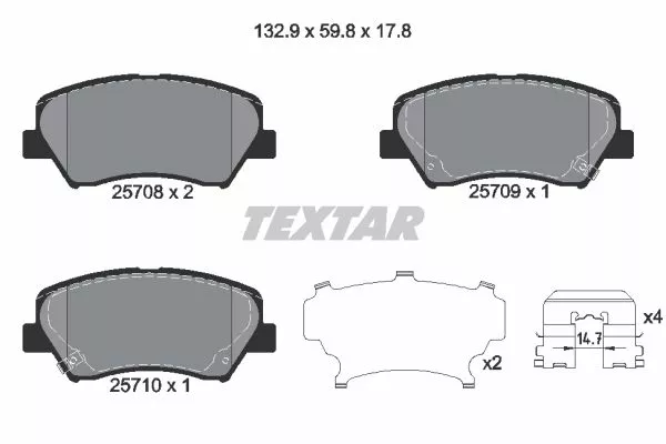 TEXTAR 2570801 Тормозные колодки