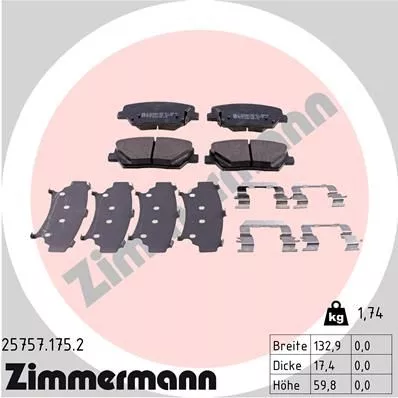 ZIMMERMANN 25757.175.2 Гальмівні колодки