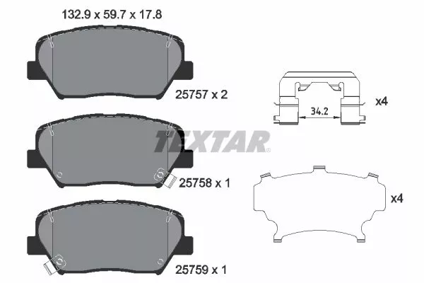 TEXTAR 2575701 Гальмівні колодки